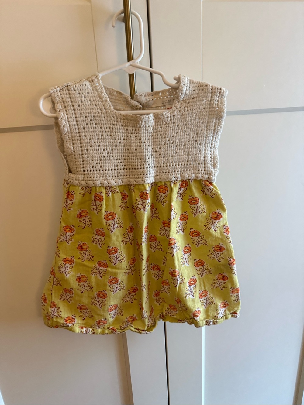 Girls Zara Cream Crochet Bodice Yellow Floral Dress